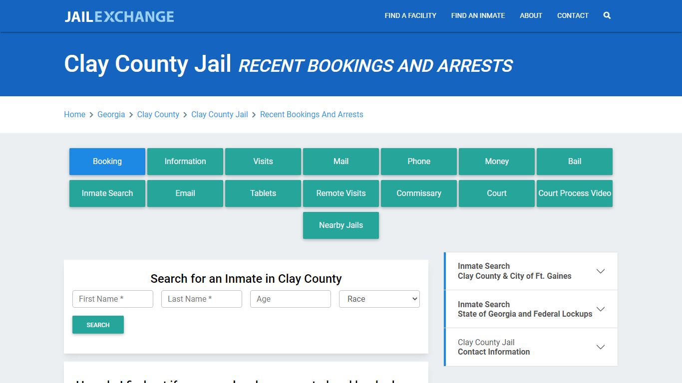 Clay County Jail Recent Bookings And Arrests - Jail Exchange